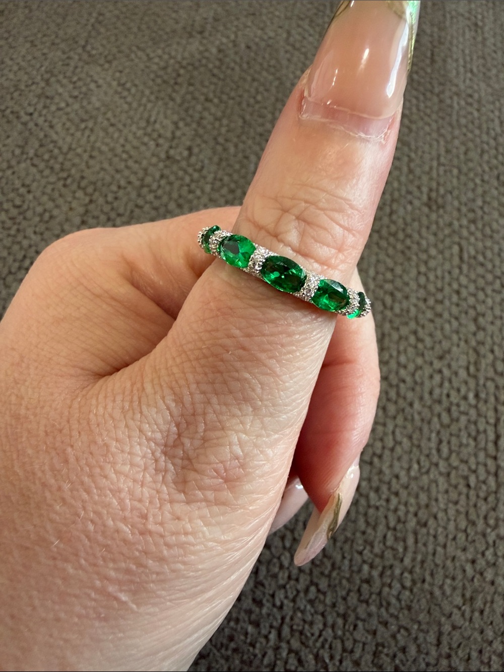 Emerald Green Crystal Band Ring/Scarf Buckle